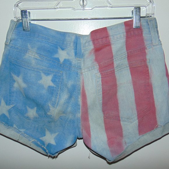 GAP 1969 US Flag Jean Shorts SZ 25 Womens CUT-OFFS Distressed Blue Denim Shorts - Picture 7 of 8